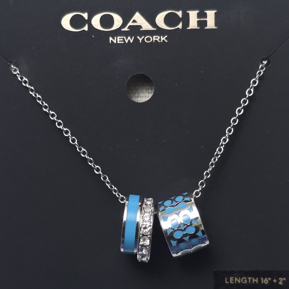 Coach 3-Ring Signature Enamel Necklace